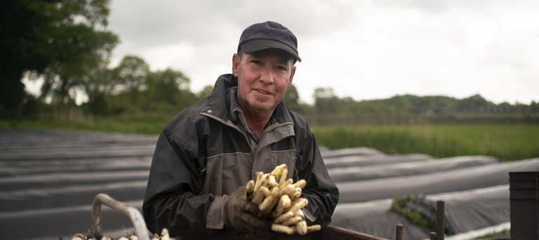 Statushouder aan het werk bij aspergeteler Slaghekke