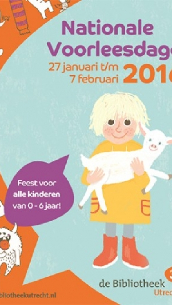 meisje houdt lammetje vast op de poster