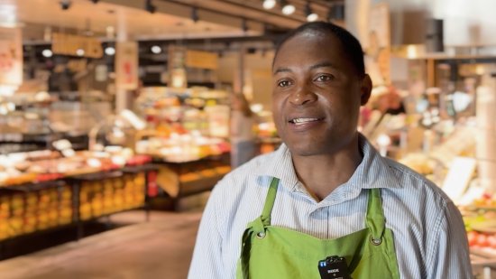Stanley aan het werk in de La Place